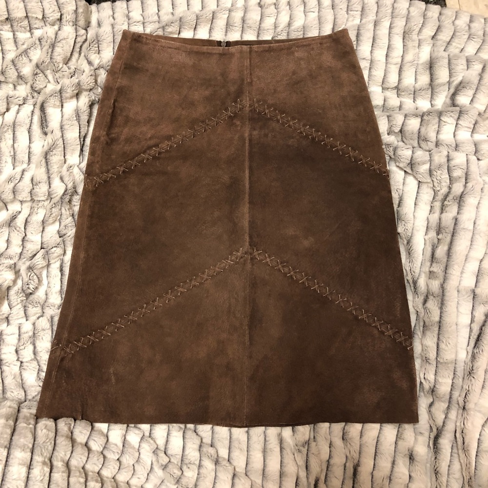 PRETTY GOOD 100% Leather Suede Skirt